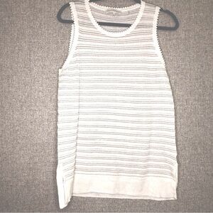 White + Warren Airy Textured Metallic Knit Top‎ Size Large